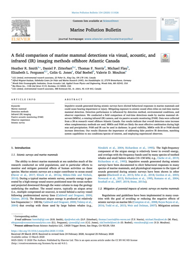 A field comparison of marine mammal detections via visual, acoustic, and infrared (IR) imaging methods offshore Atlantic Canada report